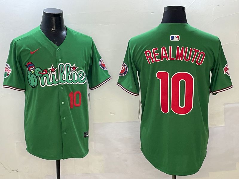 Men Philadelphia Phillies #10 Realmuto Green Three generations Joint Name Game 2025 Nike MLB Jersey style 5->philadelphia phillies->MLB Jersey